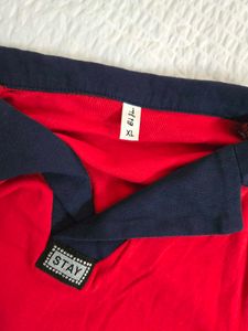 Red &amp; Navy Collared T-Shirt bust 36