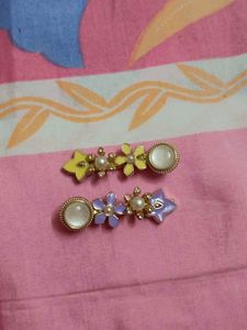 Floral Hair Clips & Feather Clip -Set Of 3