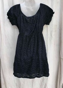 I. Chic Navy Broderie Anglaise Mini Dress