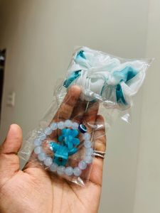 Cute blue Hair Scrunchie & Bracelet Set