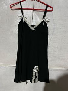 Black Lace Trim Nightgown