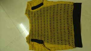 Yellow Net Overlay Top