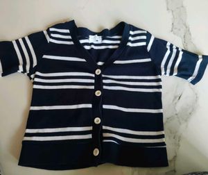 Navy &amp; White Striped Cardigan