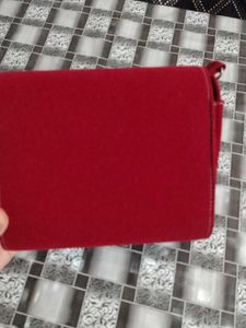 Red Clutch with sling  Unique Clasp