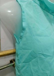 Sleeveless Aqua Button-Up Top