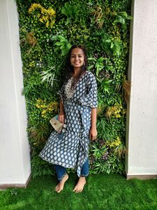 Stylish Blue & White Printed Kaftan Kurta
