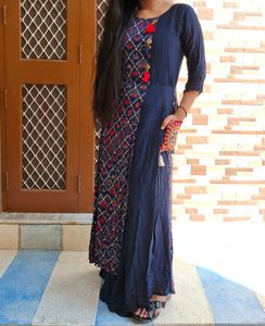 Stylish Navy Blue &amp; Red Kurta