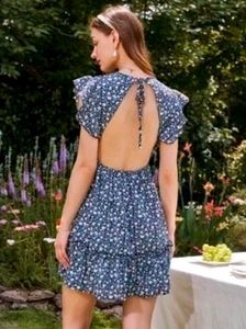 Floral Print Ruffle Mini Dress