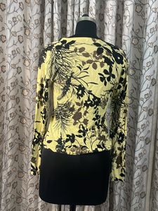 Yellow Floral Print Long Sleeve Top
