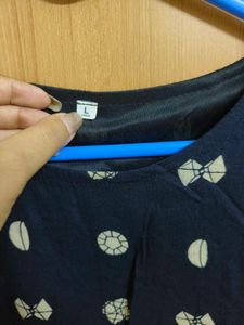 Stylish Navy Blue Printed Dress