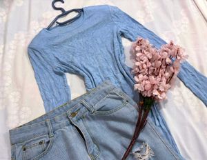 💟Original Zara Sky Blue Bodysuit I