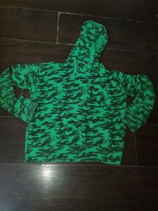 Green Camo Print Hoodie