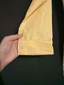 Yellow &amp; White Pinstripe Corset Back Shirt