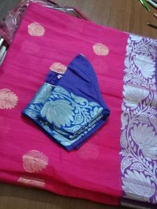 Elegant Pink Saree with Blouse