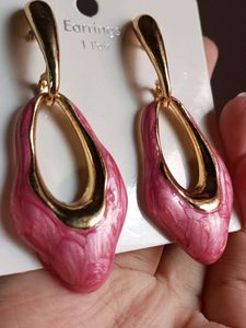 💖Pink &amp; Gold Geometric Earrings