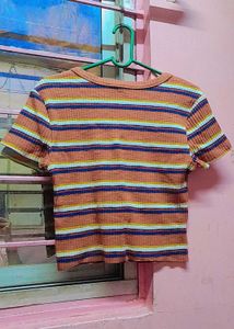 Striped Ribbed Crop Top