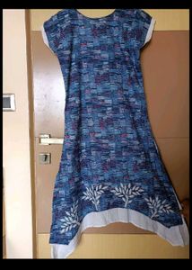 Price Dropped !! Designer Blue Applique Work Dress