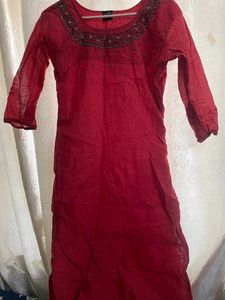 Embellished Red Kurta