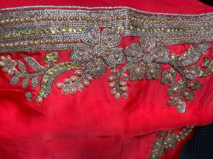 Elegant Red Embroidered Saree