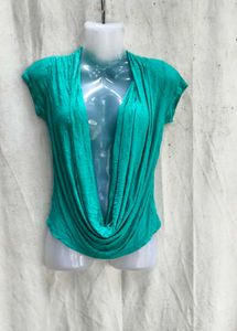 37209. Teal Plunging Neckline Top