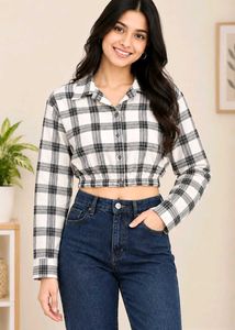 Chic Cropped Plaid Crop top Shirt