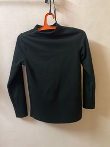 High Neck Ribbed Black Top
