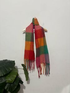 Colorful Plaid Scarf with Fringe