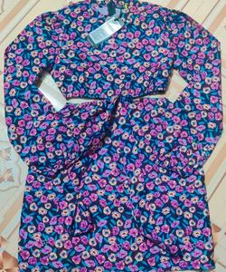 Floral Print Cut-Out Tie-Up Dress
