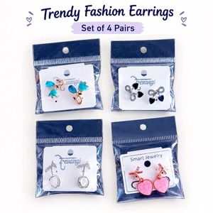 Set of 4 Trendy Fashion Earrings