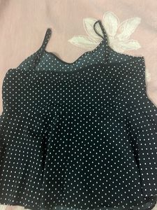 Black Polka Dot Camisole Top