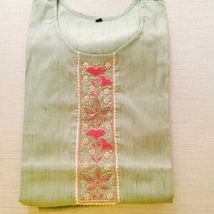 Neck Embroidery Work Kurti Set