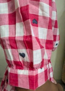 Cute Red Gingham Heart Midi Dress