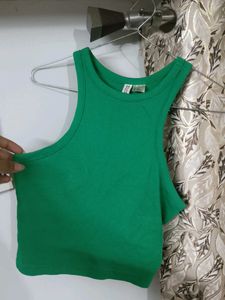 Vibrant Green Ribbed Racerback Tank Top