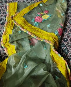 Embroidered Organza Dupatta with Rich Border