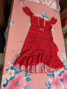 Red Polka Dot Ruffle Mini Dress ❤️