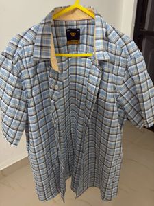 Men's Blue Plaid Short Sleeve Shirt