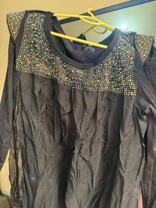 Sparkling Black Long Sleeve Blouson PArtyTop