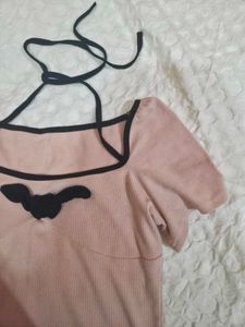 Cute Bat Detail Pink Top