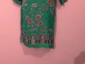 Green Floral Print Kurta