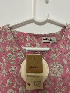 Pink Floral Peplum Kurti Top