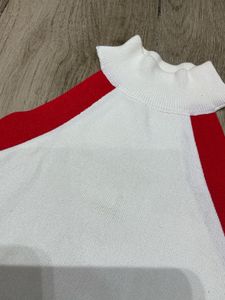 White &amp; Red Halter Neck Top
