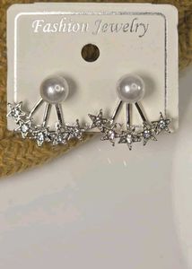 Star &amp; Pearl Ear Climber Earrings