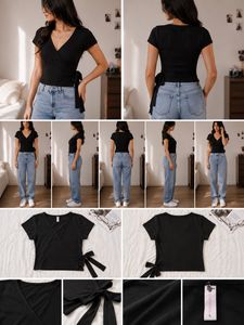 Chic Black Wrap Top
