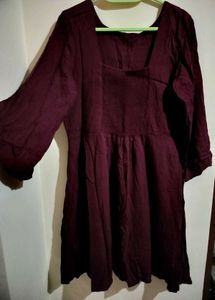 wine red/maroon frock with a slit bell sleeves