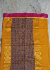 Yellow Saree With Pink Border