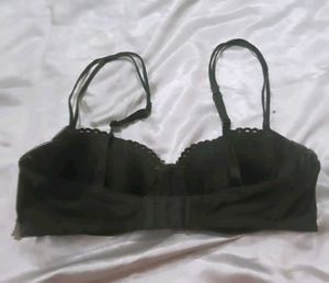 Elegant Black Lace Bra with Gold Accents