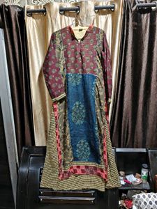 Patchwork Print Kurta multilayer maxi long dress