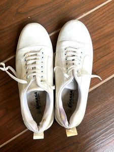 White Casual Lace-Up Sneakers