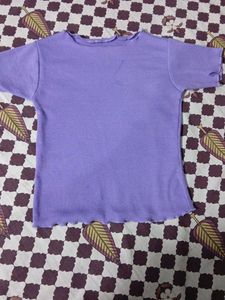 Lavender Ribbed Lettuce Hem Top