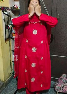Elegant Red Kurta Set with Dupatta
